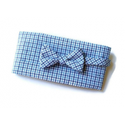 Navy and Blue Tattersall Plaid Cummerbund and Tie